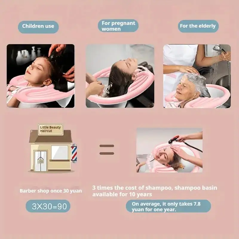 Inflatable Shampoo Basin,, Mobile Portable Basin, Sink WithAir Pump And Drainage, Soft And Comfortable Lightweight Shampoo 5