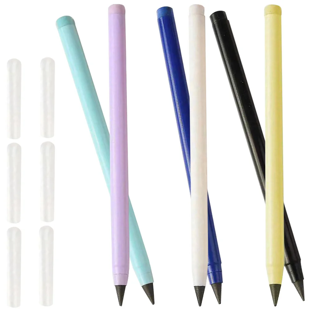 

6 Pcs No Pencil Sharpening for Students Everlasting Gift Painting Plastic Ink Pencils Eternal with Eraser Child