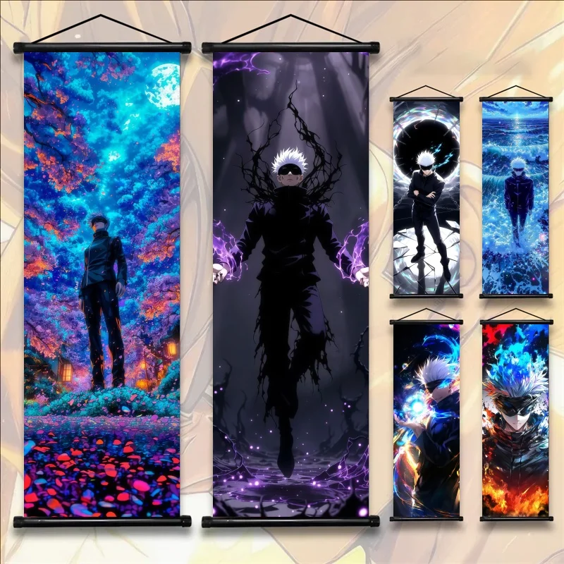 Jujutsu Kaisen Gojo Satoru Fabric Wall Art Scroll for Bedroom or Gaming Room Decor