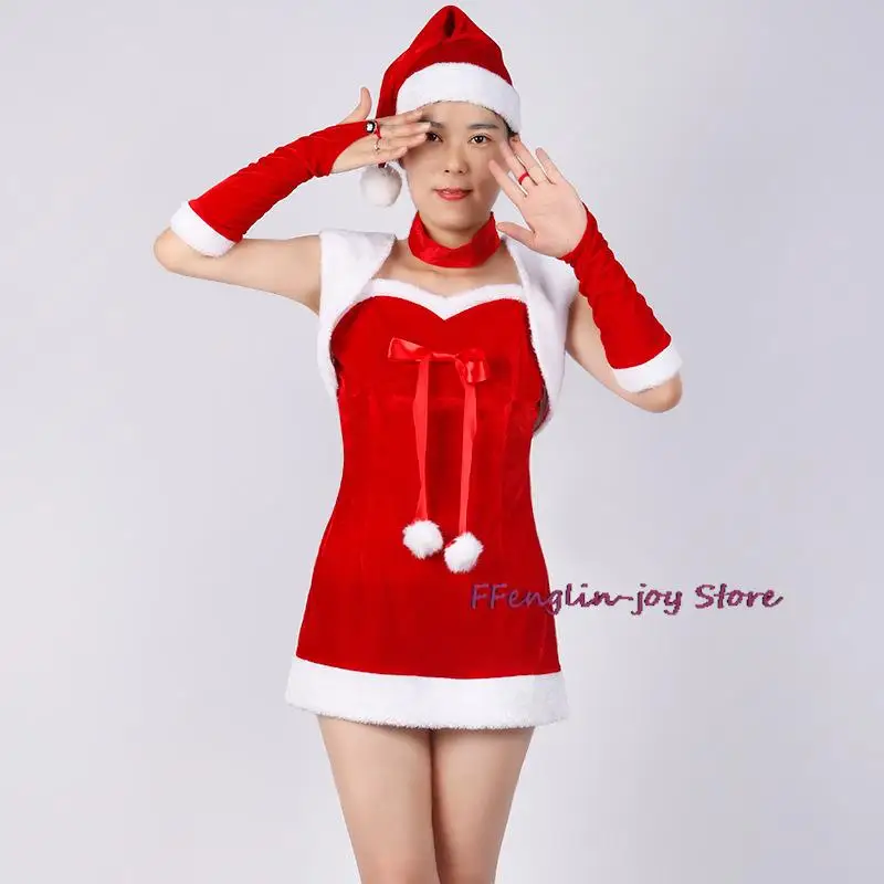 

Women Christmas Lady Santa Claus Cosplay Costume Winter Red Top Skirt Cape Cloak Sexy Lingerie Maid Bunny Uniform Fancy Dress