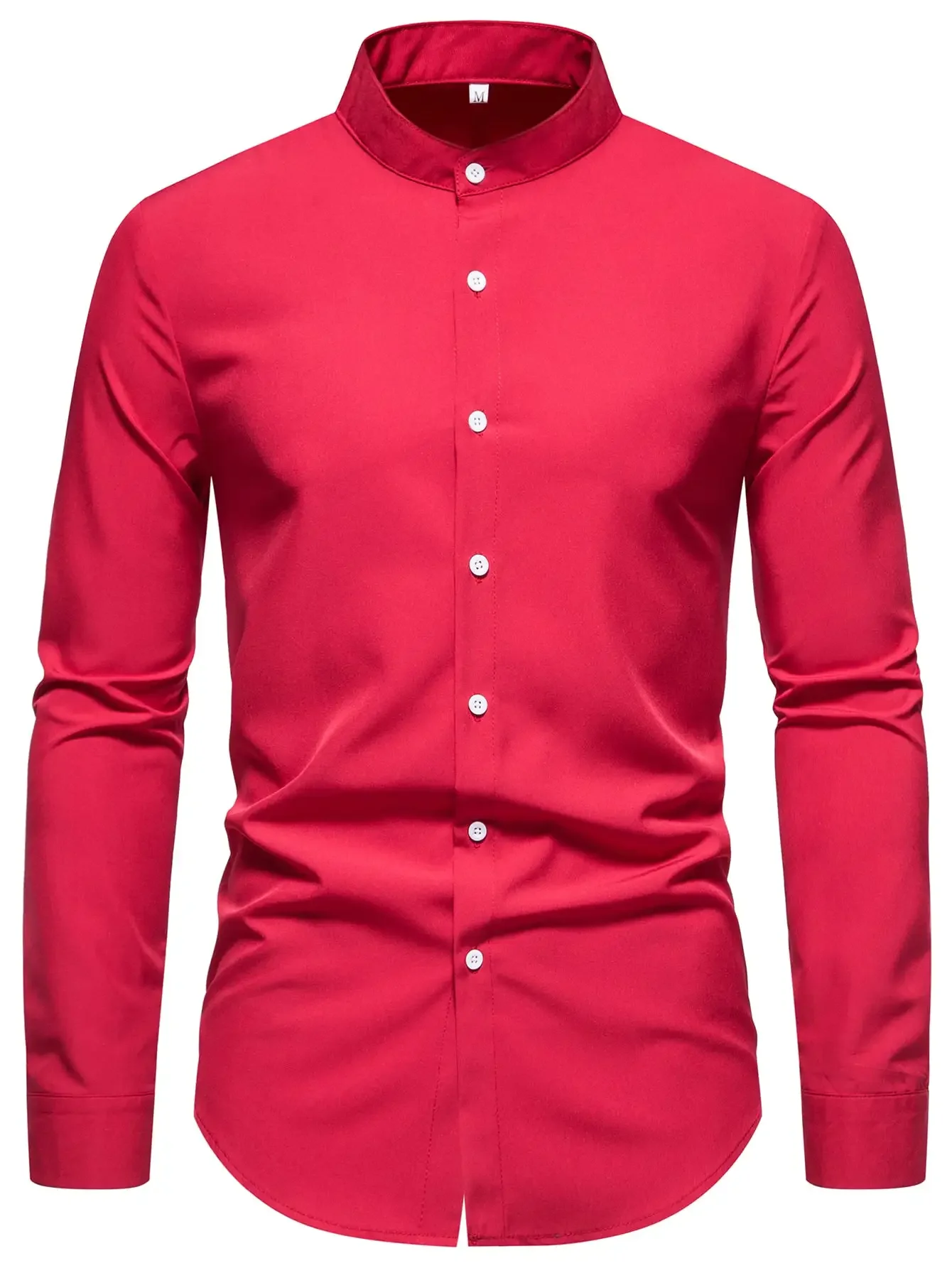 Camisa de vestir de manga larga para hombre, ropa ajustada de diseñador de alta calidad, color sólido, sin bolsillo, novedad de 2023