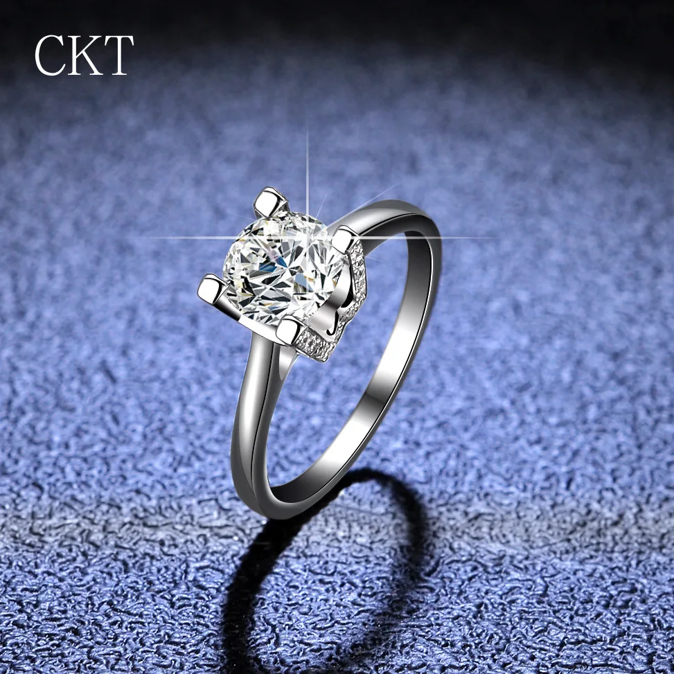 Luxury PT950 Platinum Rings Women Wedding Jewelry Genuine with Credentials VVS D Color 1CT Moissanite Diamond HW Rings