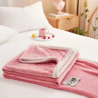 Pink Flannel Fleece Blanket Adult Children Soft Warm Throw Bed Covers Simple Solid Color Sofa Breathable Bedspreads 2