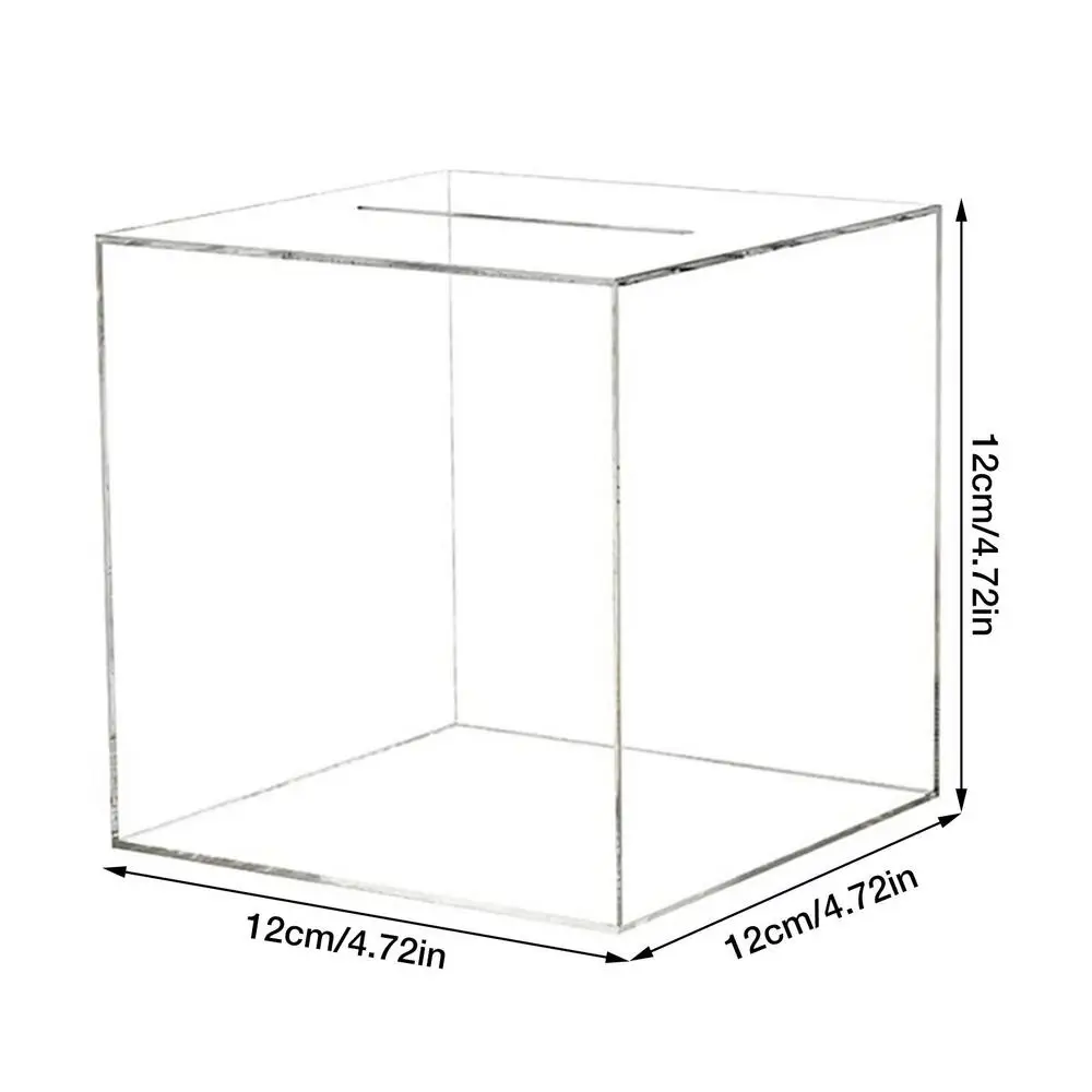 Transparent Acrylic Piggy Bank Compact Saving Pot Coin Jar Daily Use Container Money Supply Change Box 12x12x12cm