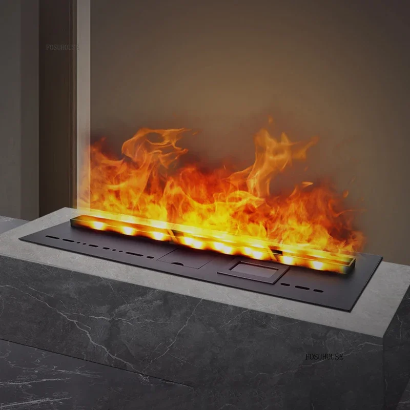 Nordic Decorative Fireplace Living Room 3d Atomization Fireplaces with Imitation Fire Light Luxury Embedded Electric Fireplace