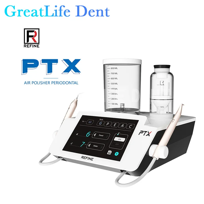 

GreatLife Dent Refine PTX Dental LCD Touch Combines Ultrasound and Air Polishing Scaler Periodontal Surgery and Air Polisher