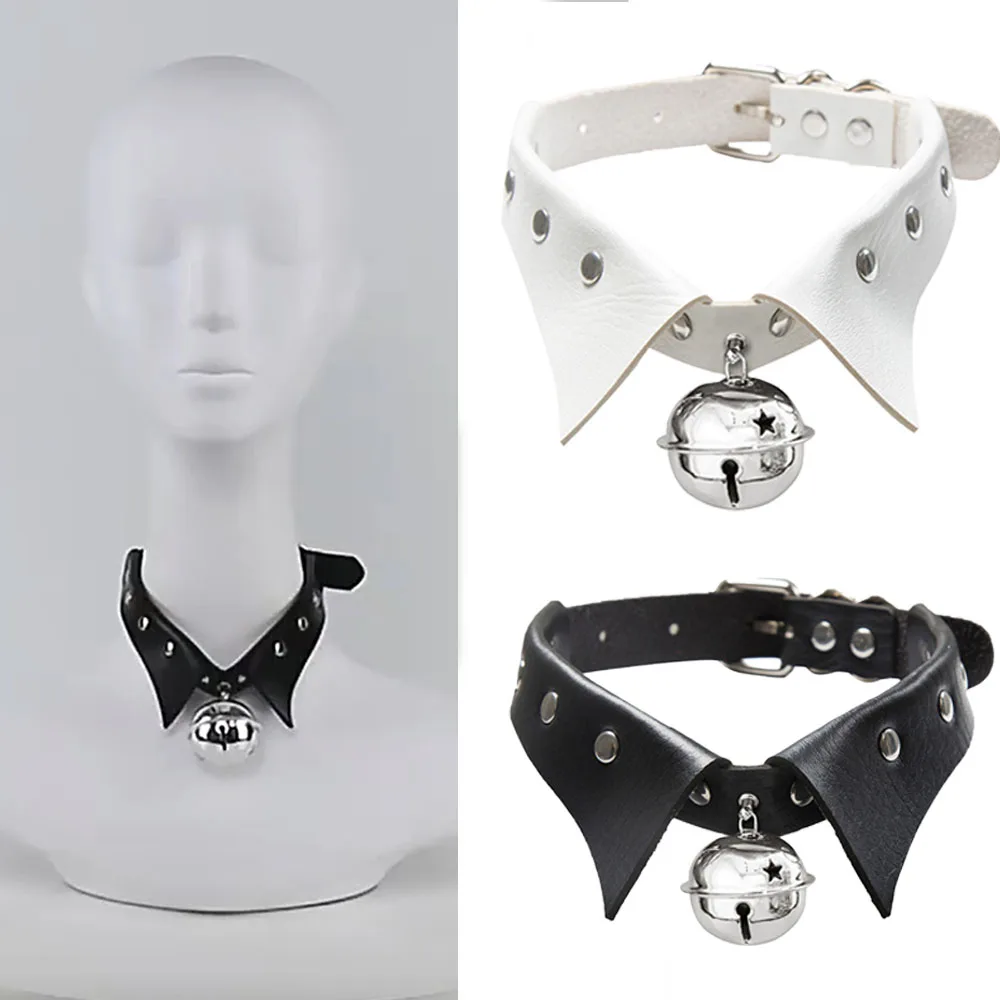 Sexy PU Leather Pendant Necklaces Women Men Punk Neck Cosplay Gothic Black White Choker Necklace Cool Collar cosplay necklace