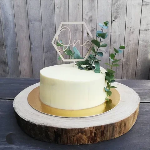 

Wooden Happy Birthday Cake Toppers for Newborn Baby Shower Party Decorations