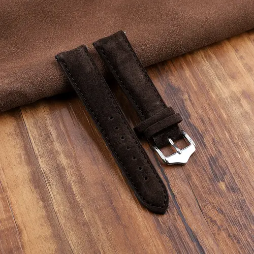 Soft Suede Leather Watch Strap 16mm 18mm 19mm 20mm 22mm Handmade Coffee Watchband Replacement Wristband Pin Buckle for Watch - Image 7