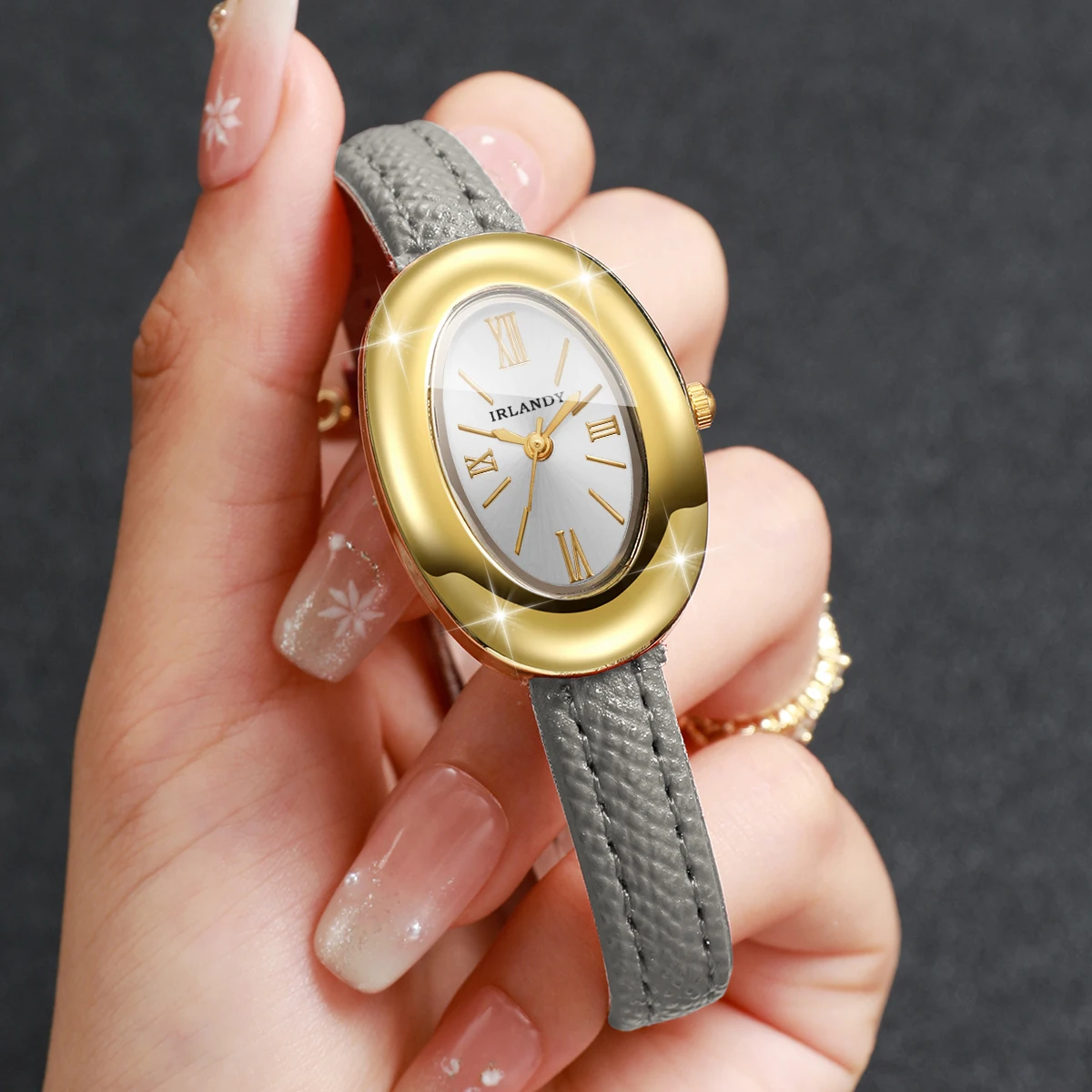 Elegant Oval Dial Women's Quartz Watch with Ultra-thin Leather Strap - Perfect Gift