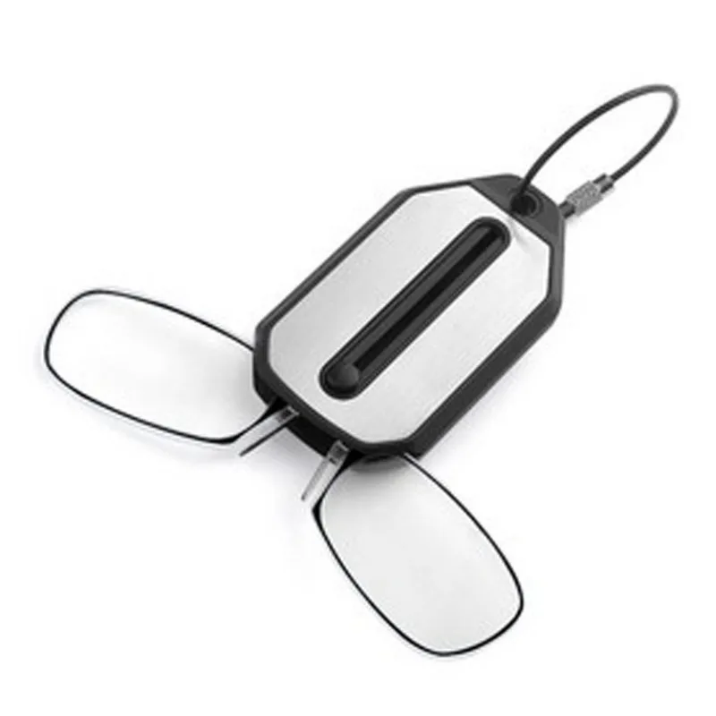 Creative Mini Reading Glasses Folding Legless Nose Clip Eyewear Portable Hyperopia Eyeglasses with Keychain Glass Box