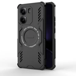 Armor Shockproof Phone Case with Car Magnetic Holder - Premium Protection Cover - Poco X7 Pro (HKdj - Black)