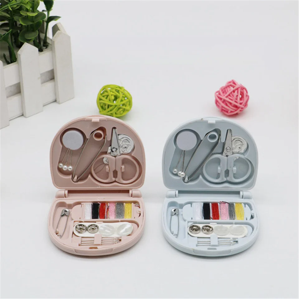 Description Picture 4 of itemPortable Travel Mini Sewing Kit Buttons Pins Storage Boxes Handmade DIY Sewing Tools Scissor Thimble Needle Threads Box Set