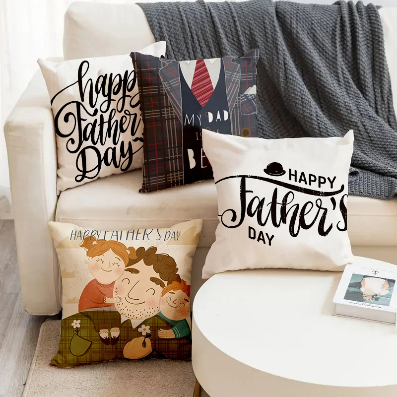 

Happy Father's Day My Dad Is The Best Printed Soft Square Pillowslip Linen Blend Cushion Cover Pillowcase Living Room Home Decor