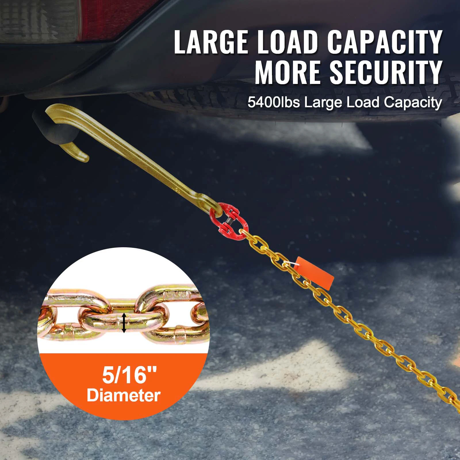 G80 Steel Towing Chain with Hooks for Trailer Recovery