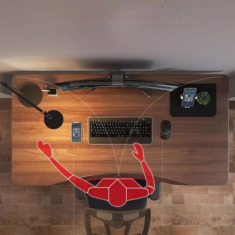 Solid Wood Electric Adjustable Computer Desk Smart Workstation Gaming Desk Home Study Table Office Desk Ergonomic Design Style