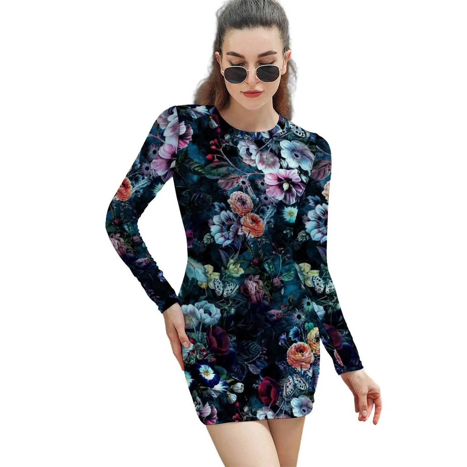 

Night Garden Long-Sleeved Sheath Dress african dresses for woman Clothing