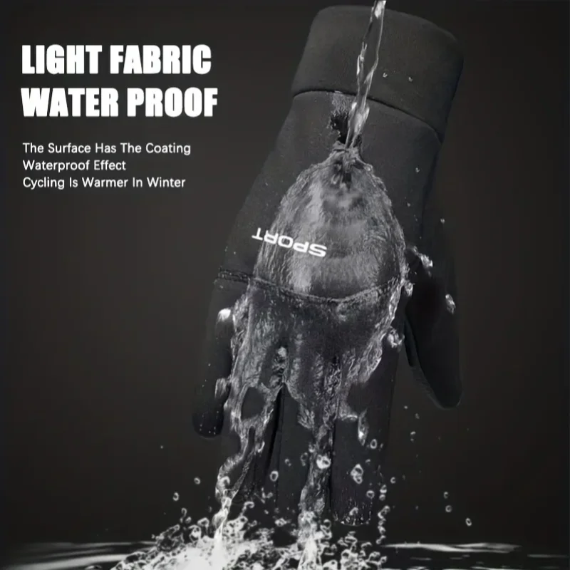 Winter Cycling Gloves Thermal Windproof Fleece Motorcycle Gloves Waterproof Touchscreen Warm Thick Driving Skiing Gloves