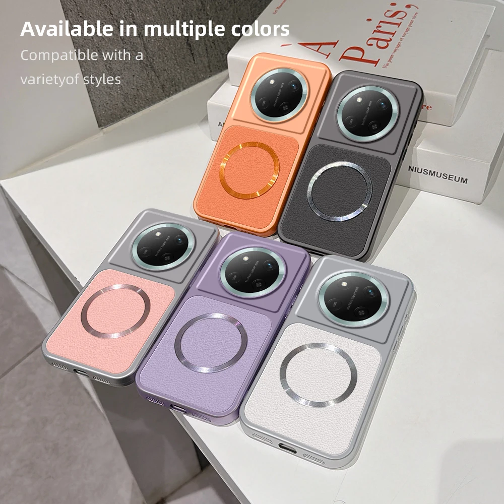 Leather Pattern Magnetic Ultra-Thin Anti-Drop Wireless Charging Case