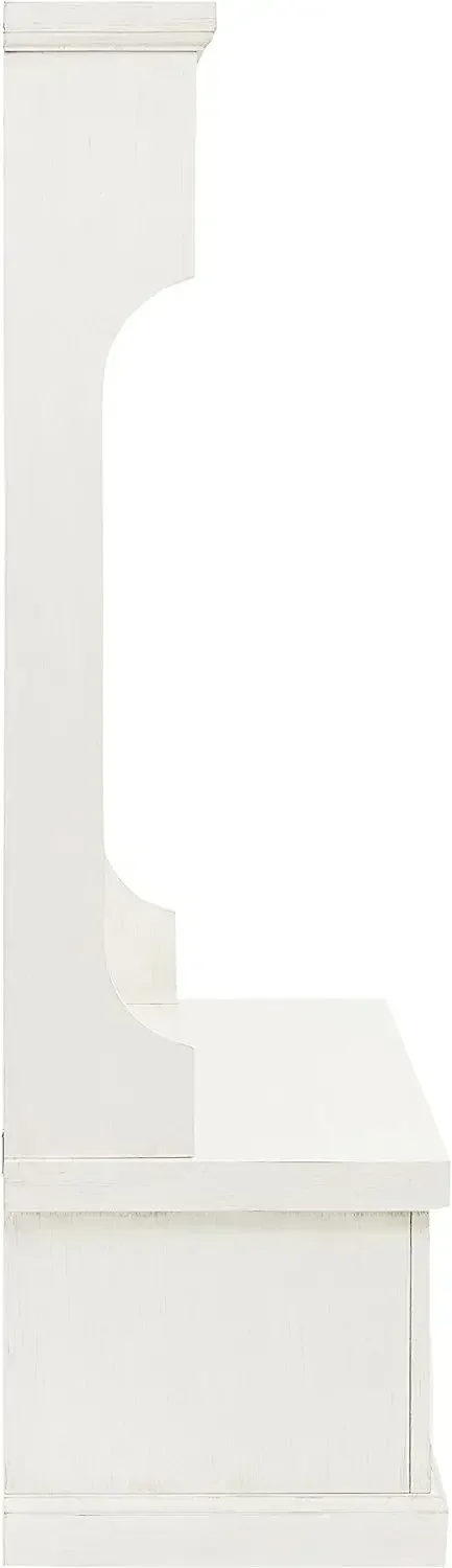 Crosley Furniture Seaside Hall Tree, Entryway Bench with Coat Rack and Shoe Cabinet, Distressed White 2