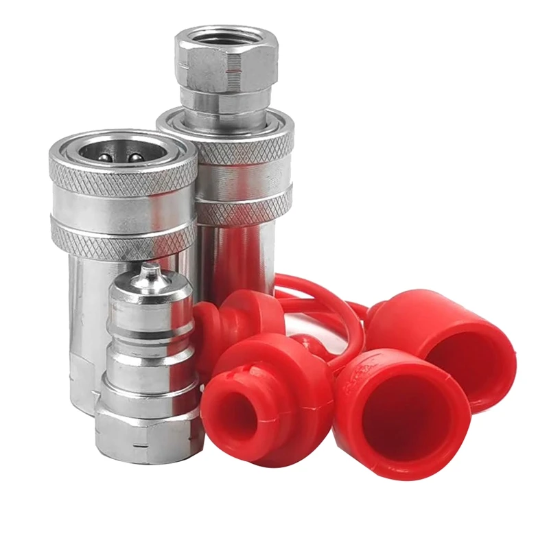 

3/8Inch NPT Thread ISO7241-1A Hydraulic Couplings Hydraulic Quick Connect Coupler Set With Dust Cap