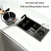 Small Size Black Hidden  Kitchen sink Single bowl Bar  Stainless Steel Balcony  Concealed  With cup washer 2
