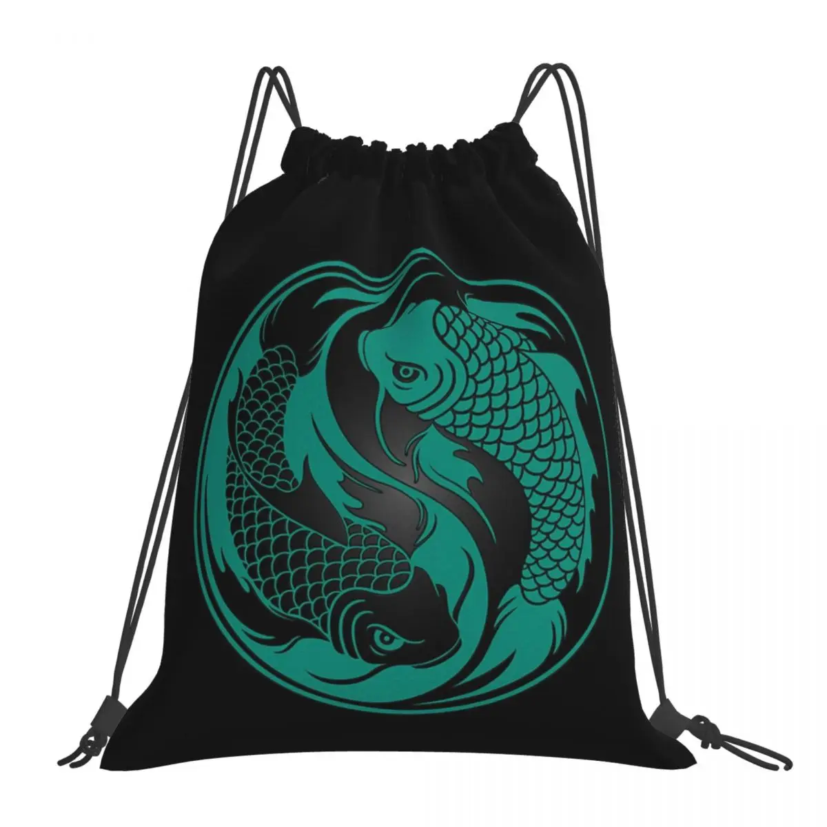 

Бирюзовые синие и черные сумки на шнурке Yin Yang Koi
