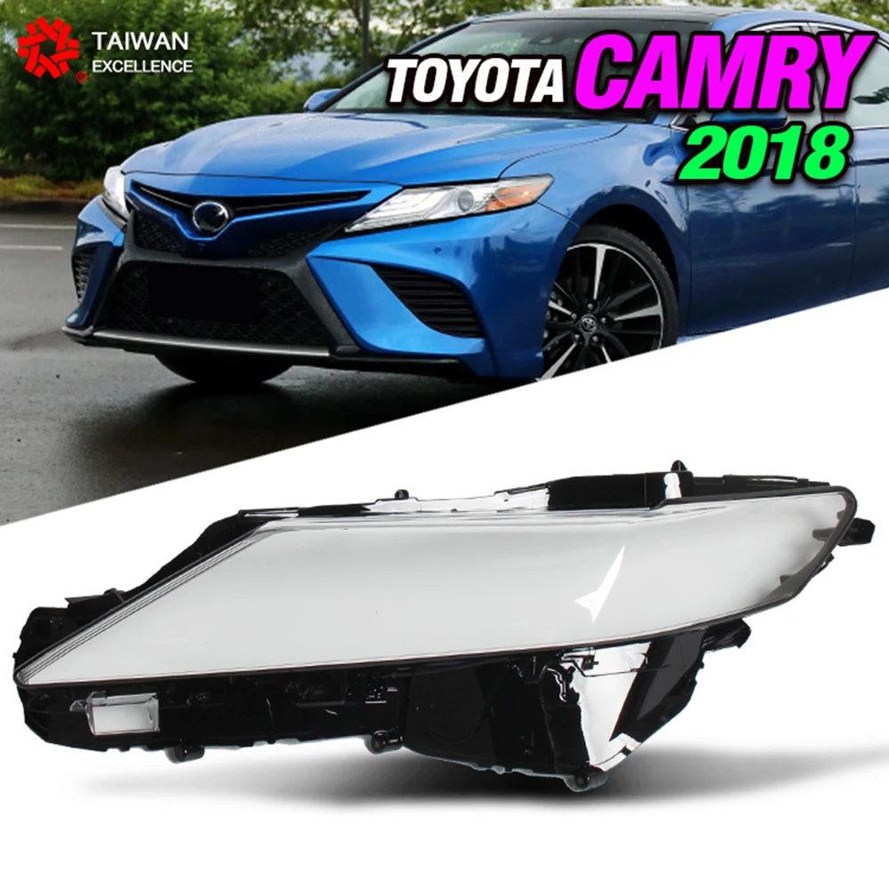 

For Toyota Camry 2018 Car Front Headlight Transparent Cover Lampshade Glass Headlight Shell Cover
