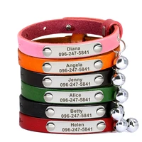 Custom Leather Cat Collar Adjustable Personalized Puppy Cat ID Collars Necklace Engraved Name for Cats Kitten Pet Accessories 2