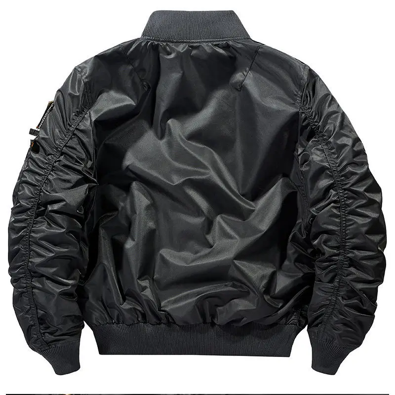 Ma-1 Bomber Jacket Men's Tactical Work Big Pocket Baseball Suit Coat Autumn Vintage Vertical Collar Windproof Motorcycle Jacket