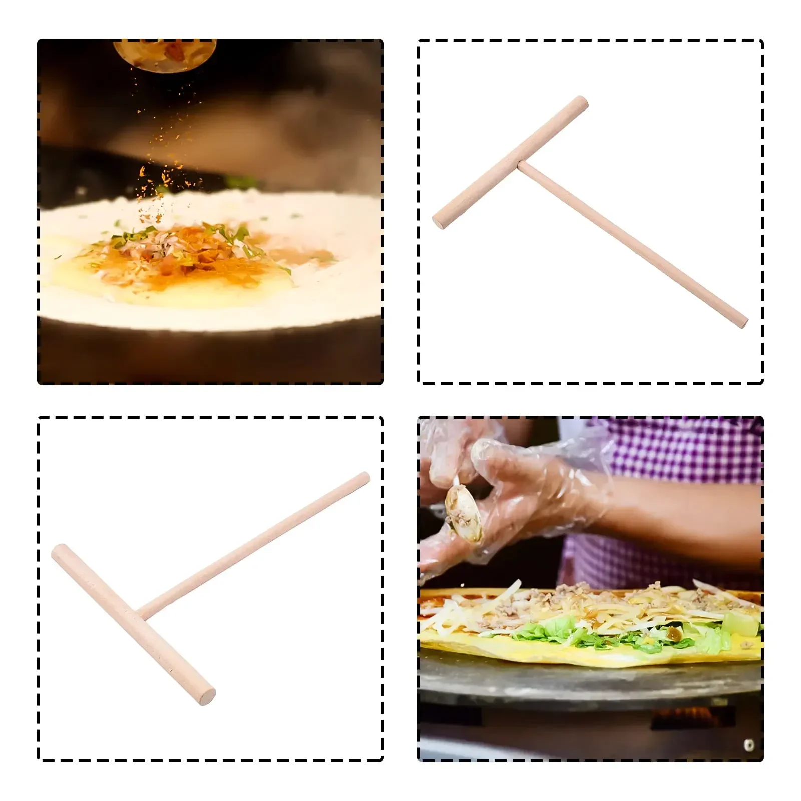 2pcs T Shape Wooden Crepe Maker Pancake Batter Spreader Stick Home Kitchen Tool DIY Pancake Restaurant Cateen Specially Supplie