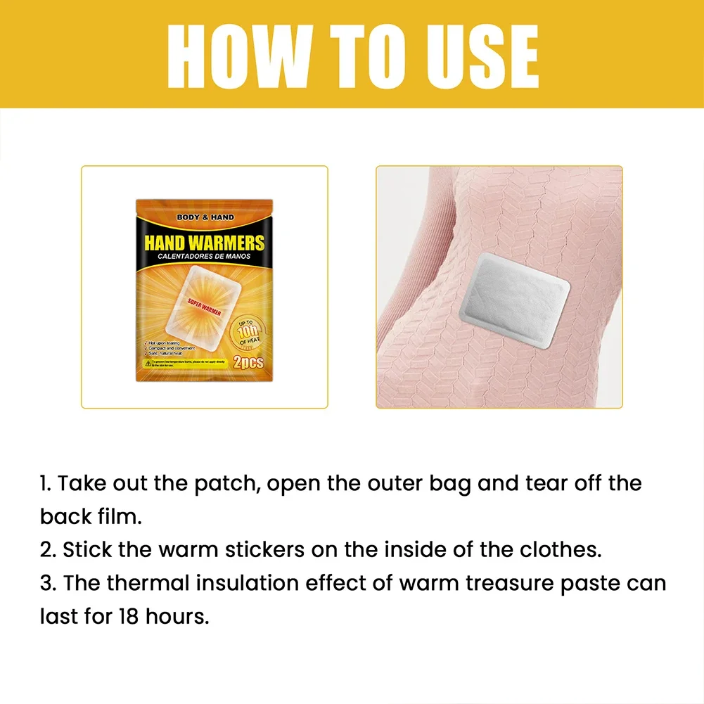 2-80PCS Warm Baby Stickers Long Lasting Disposable Heating Pack Body Warmer Patch Self-heating Warming Patches Hand Foot Warmers