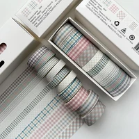 Grid Washi Tape 10 Rolls Scrapbooking Supplies Washitape Cinta Adhesiva Decorativa Stationery Diary Decoration Masking Tape 1
