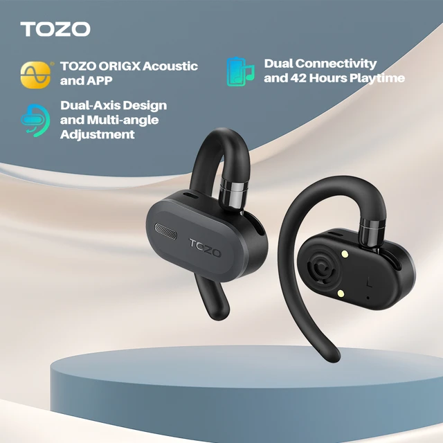 TOZO OpenBuds-auriculares inalámbricos con ajuste multiángulo, cascos con  Bluetooth 5,3, llamadas cristalinas para conducir