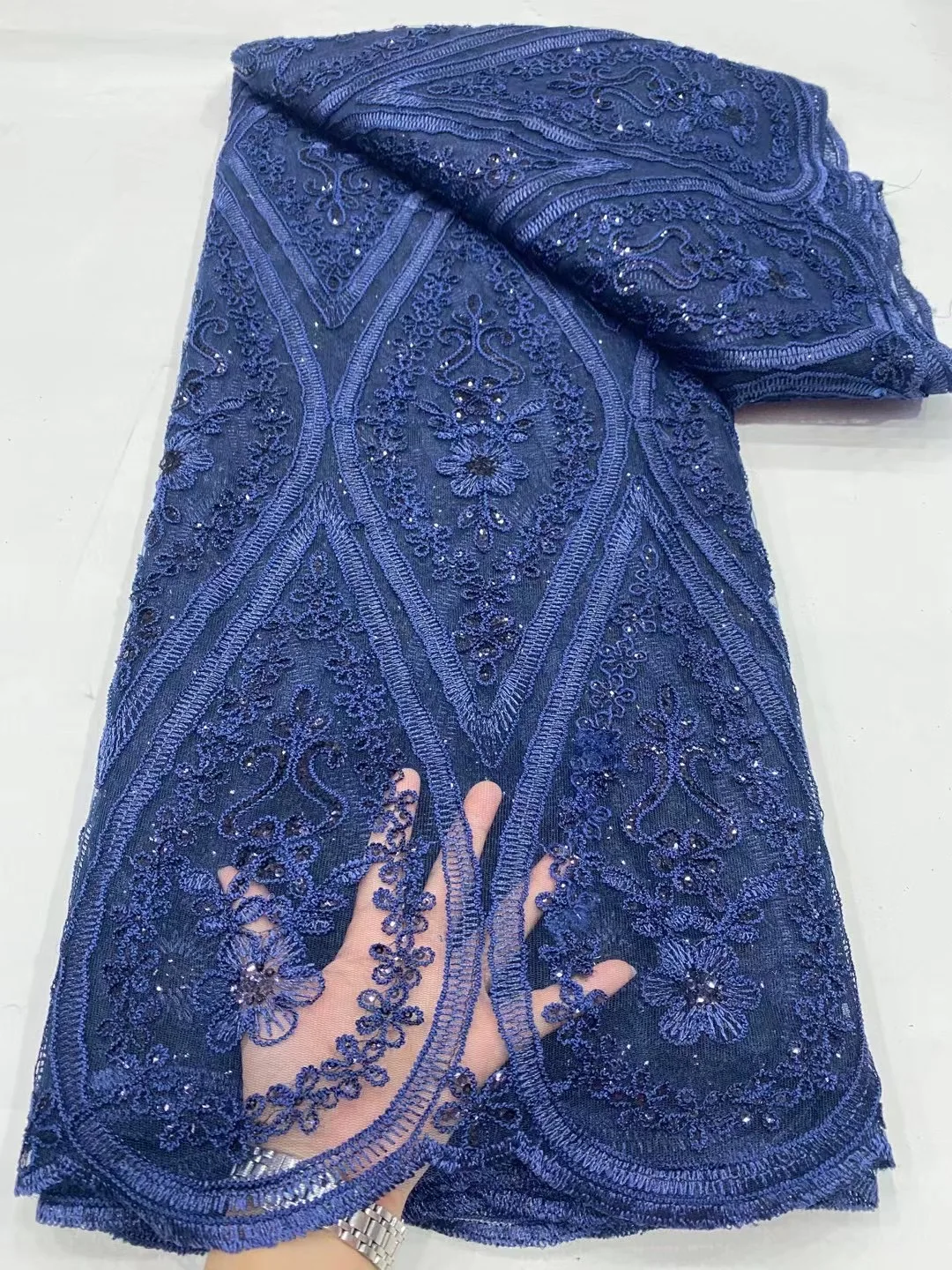

African French Lace Fabric With Sequins 2022 High Quality Tulle Lace Material Bridal For Nigerian Wedding Dress Party Sewing