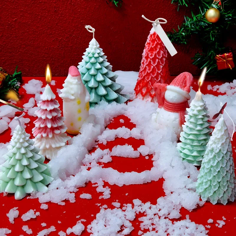 Christmas Tree Silicone Mold Diy Aromatherapy Candle Silicone Mold Christmas Tree Santa Claus Plaster Ornament Mold IceCube Mold