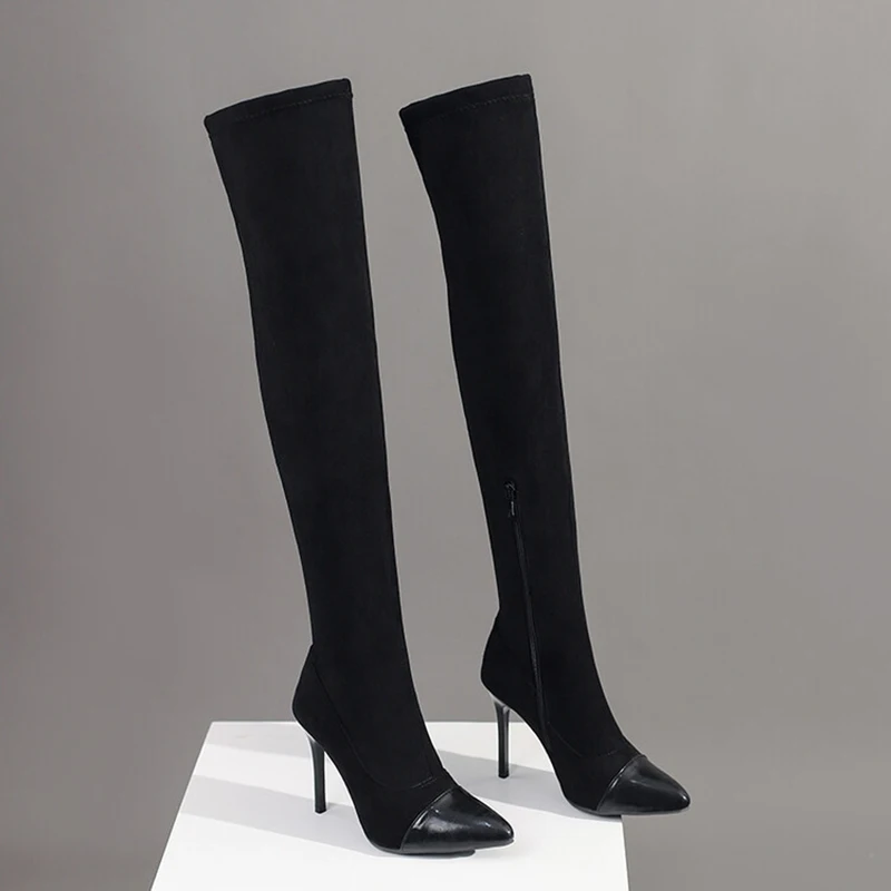 Kolnoo New Arrrival Handmade Ladies High Heel Over Knee Boots Pointy Cap-toe Sexy Xmas Prom Booties Eevning Fashion Winter Shoes