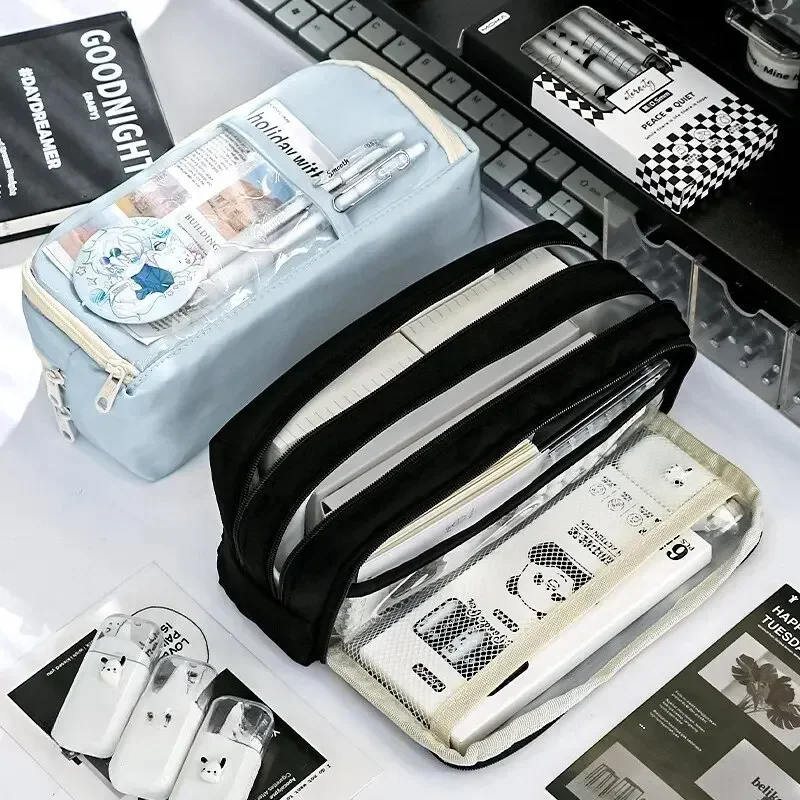 Pencil Cases 5-Layer Transparent Pencil Pouch with Large Capacity and Lightweight Design School Supplies for Girls