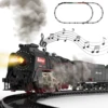 Retro Steam Train Track Toy Set with Smokes,Lights, Sound,Tracks,Electric Toy Train with Locomotive Engine,Cargo Cars and Tracks 1