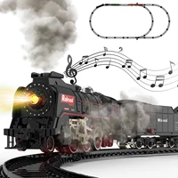 Retro Steam Train Track Toy Set with Smokes,Lights, Sound,Tracks,Electric Toy Train with Locomotive Engine,Cargo Cars and Tracks 1