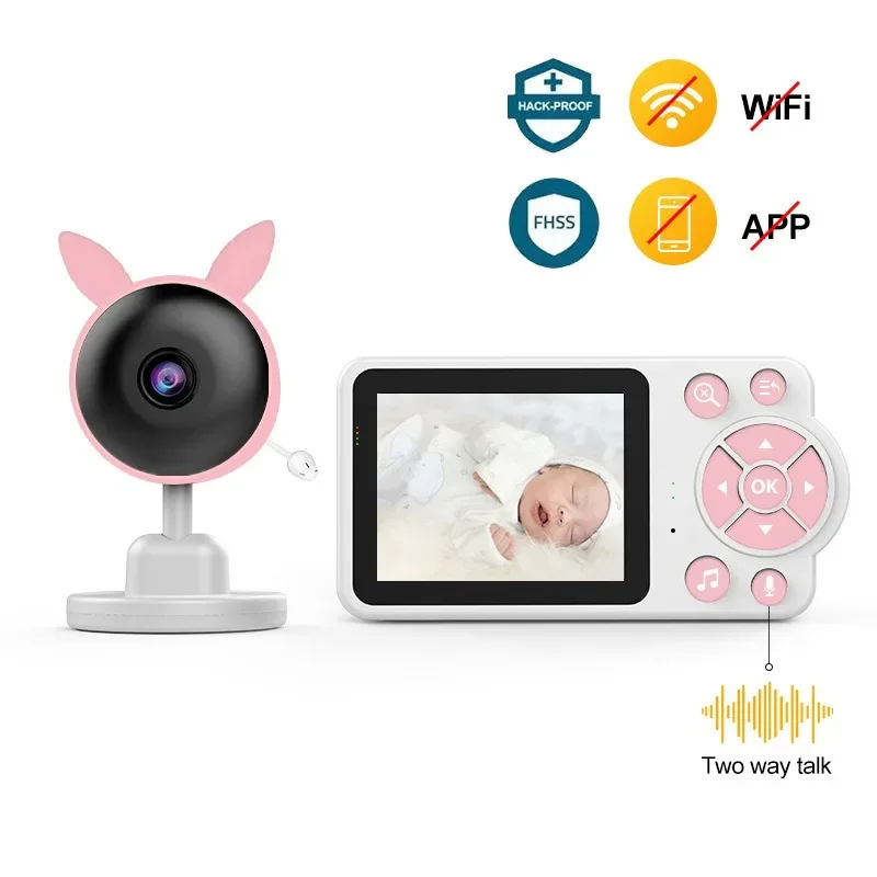 2.8 Inch Video Baby Monitor CCTV Camera 4X Zoom Audio Night Vision Surveillance Camera With Temperature Display Screen Babyphone