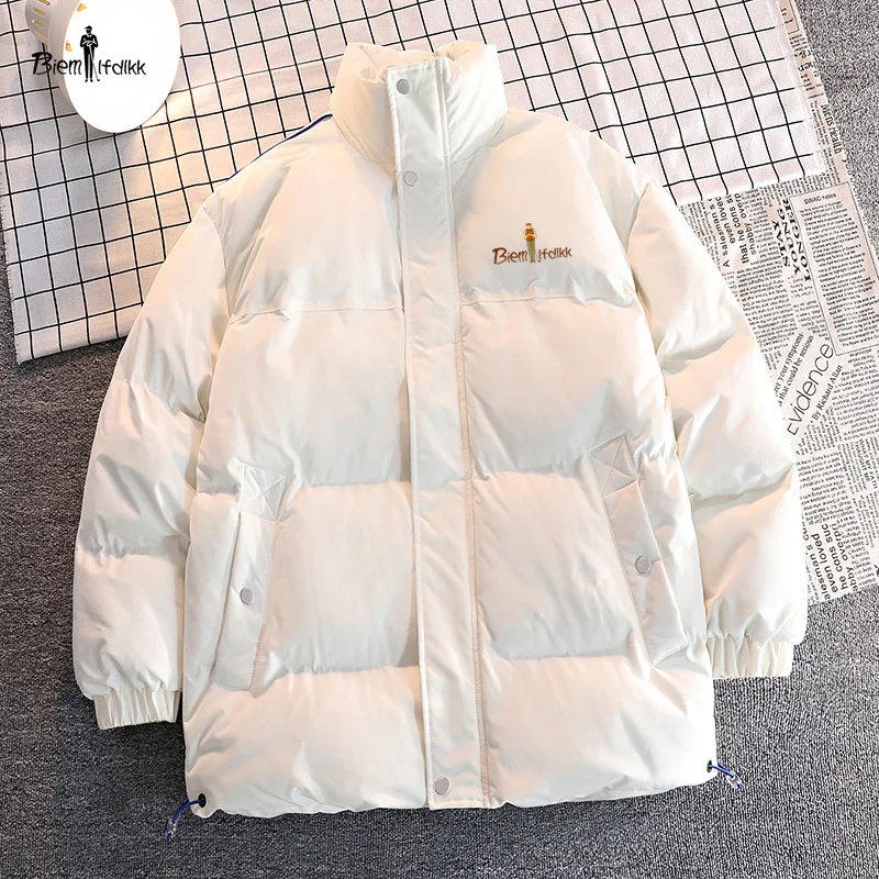 

BIEM.L.FDLKK Winter Thickened Fashion Solid Cotton Shirt Men's Cotton Shirt Loose Warm Couple costume Fashion Zipper Coat