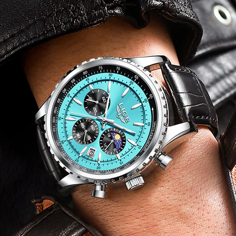 LIGE Fashion Date Quartz Men Watches Top Brand Luxury Male Clock Chronograph Sport Mens Wrist Watch  Relogio Masculino Big Dial