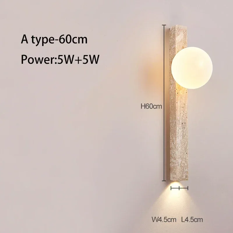 Led Wall Lamp Retro Long Yellow Cave Stone Bedroom Bedside Cream Style High-end Home Decoration Stair Aisle