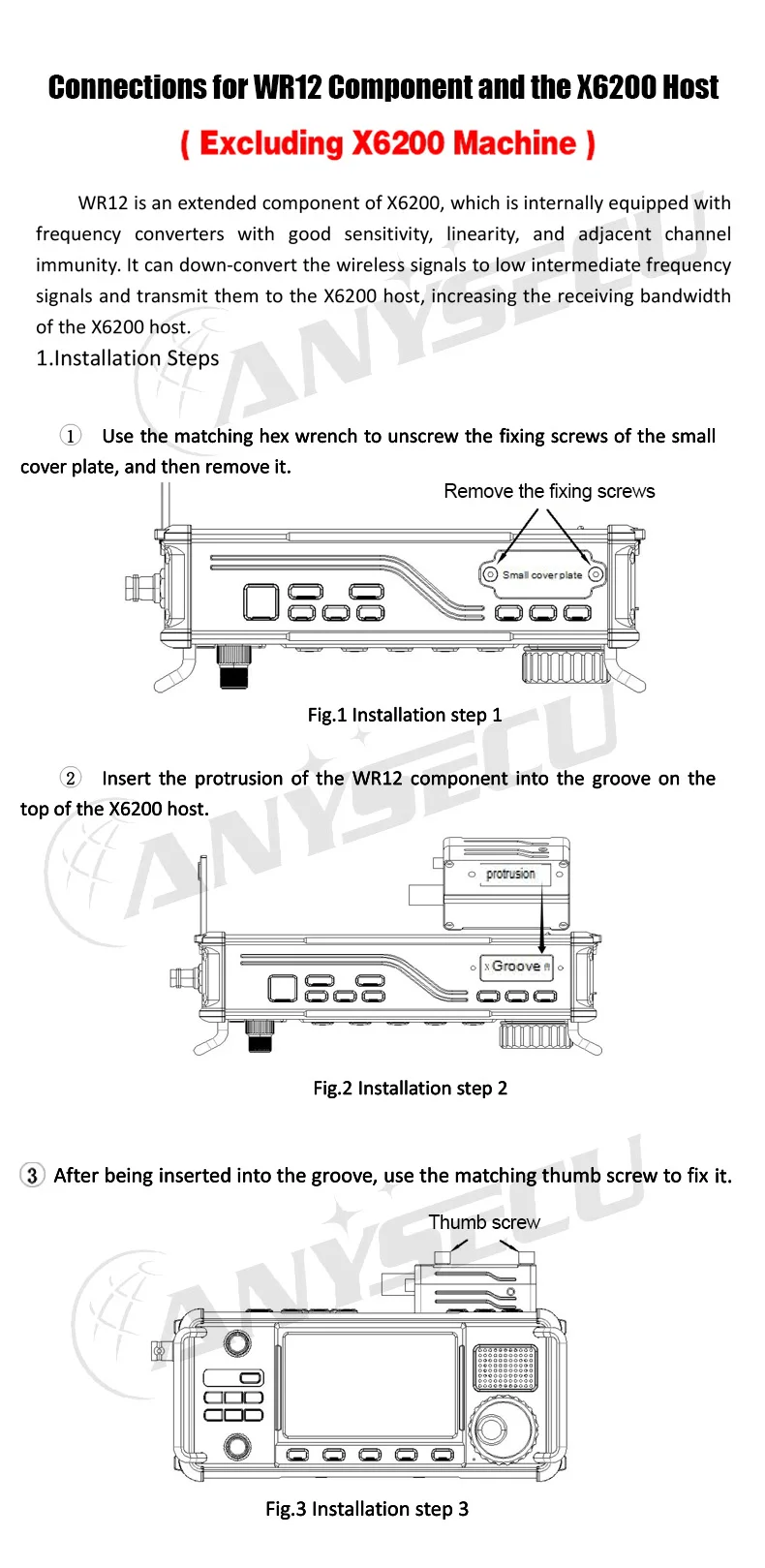 XIEGU WR12 Wide-Band Receiver 54-1000MHz X6200 Shortwave Radio Expansion Module
