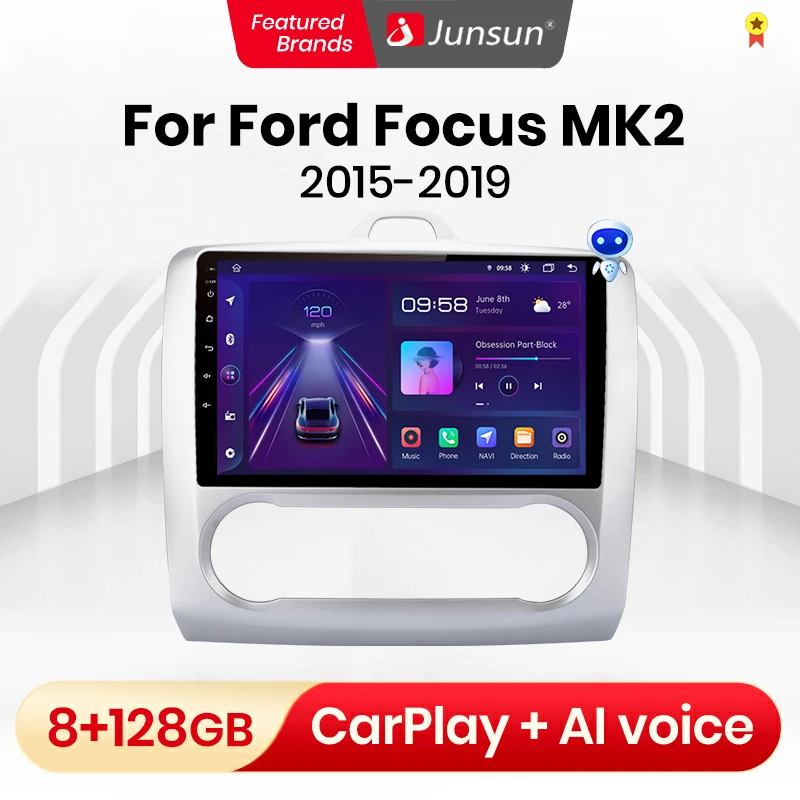 Junsun V14+64G carplay android auto магнитола 2дин андройд For Ford Focus MK2 MK3 2009 2004-2012 автомагнитола
