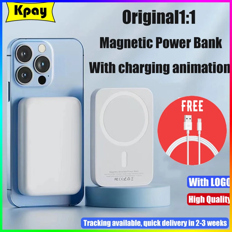 

Original 1:1 Macsafe Power Bank Magnetic Wireless Powerbank For iphone 15 14 13 12 Pro External Auxiliary Backup Battery Pack