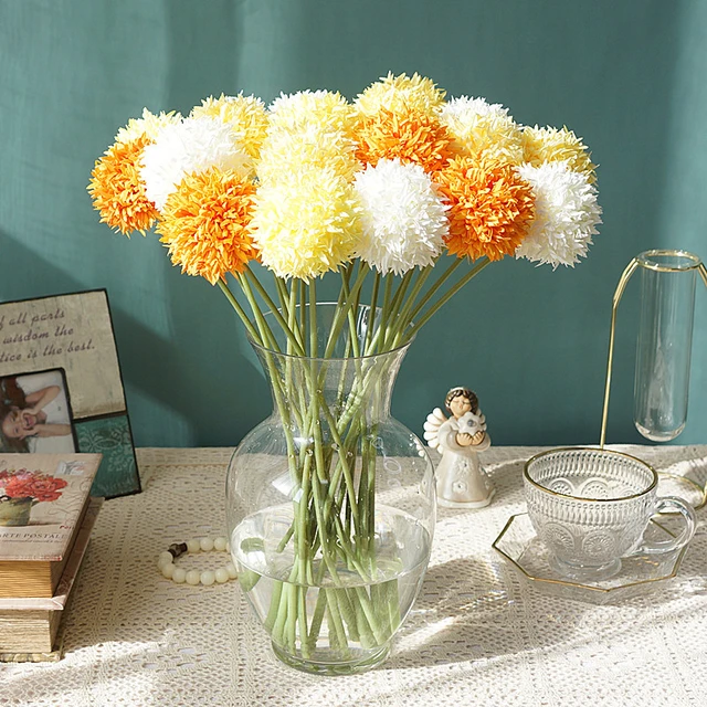 Vase de fleurs artificielles pour la décoration intérieure, pot de fleurs  ornemental, boule d'hortensia, chrysanthème,