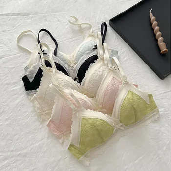 Seni piccoli raccolti Intimo da donna Collezione petto piatto Seno laterale Anti-cedimento Senza anello in acciaio Reggiseno da donna in rilievo