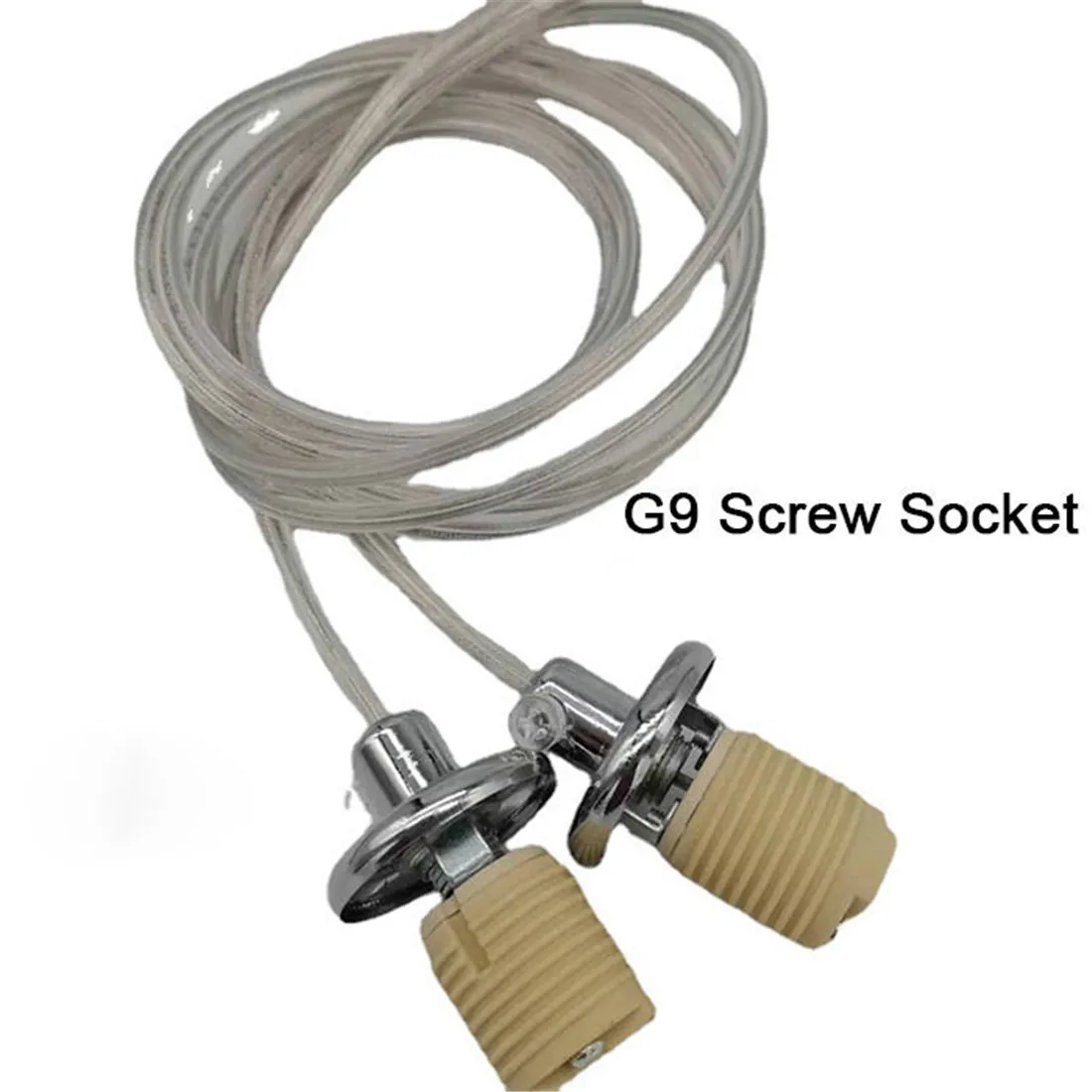 2/10/25pcs Lamp Holder G9 Thread Ceramic with 1m Hanging Wire Screw Threaded Socket Base + Cable Lighting Accessory